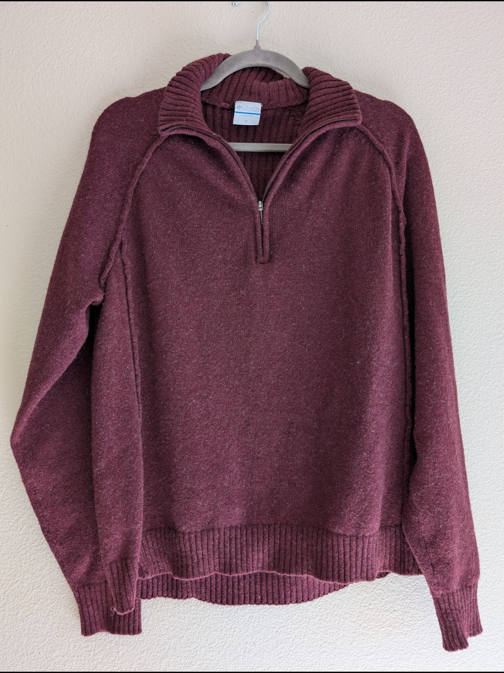 Columbia Wool Quarter Zip-Up Sweater Size Medium